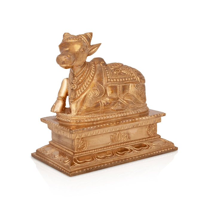 Nandi With Base Murti - 5 x 5.5 Inches | Panchaloha Idol / Nandi Bhagwan / Nandhi Statue for Pooja - Panchaloha Murties