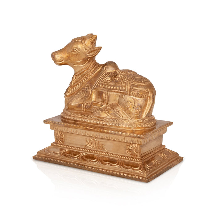 Nandi With Base Murti - 5 x 5.5 Inches | Panchaloha Idol / Nandi Bhagwan / Nandhi Statue for Pooja - Panchaloha Murties