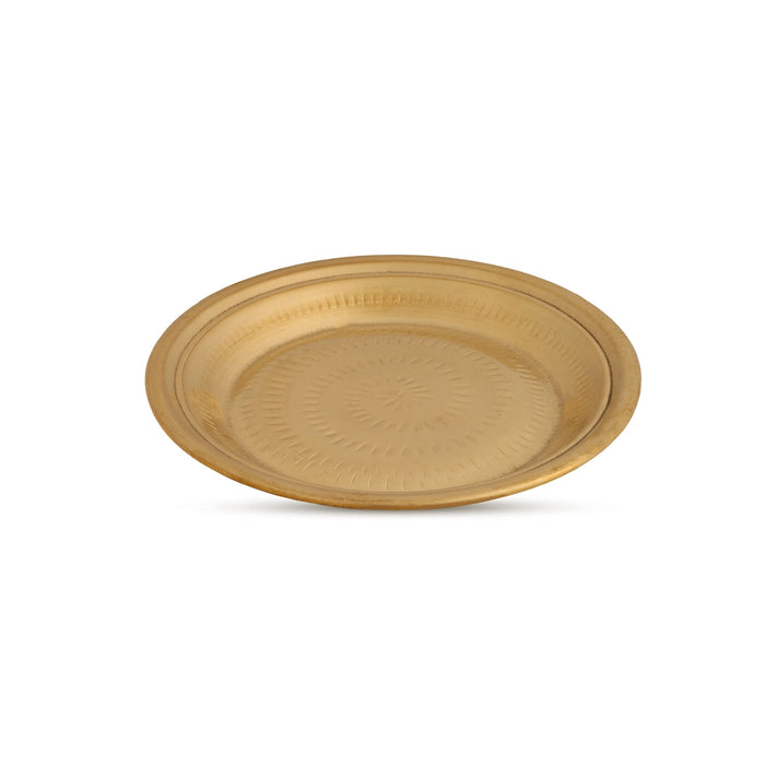Brass Plate - 0.5 x 7.5 Inches | Thali Plate/ Pooja Plate/ Pottu Prath Plate/ Pooja Thali for Home & Pooja