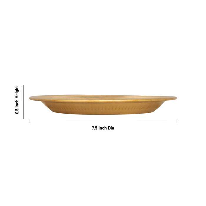 Brass Plate - 0.5 x 7.5 Inches | Thali Plate/ Pooja Plate/ Pottu Prath Plate/ Pooja Thali for Home & Pooja