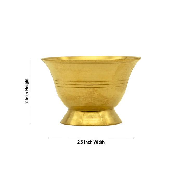 Oil Cup With Base - 2 X 2.5 Inches | Brass Bowl/ Pooja Cup/ Small Cup For Ritual Offerings & Pooja - Bowls