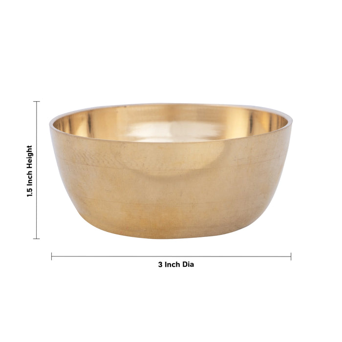 Brass Bowl - 1.5 x 3 Inches | Katora/ Brass Cup for Pooja/ 80 Gms Approx - Bowls