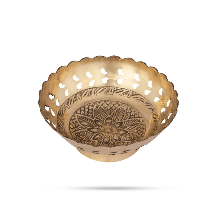 Brass Bowl With Base - 1.75 x 4 Inches | Brass Katora/ Brass Cup/ Pooja Bowl for Home/ 70 Gms Approx - Bowls