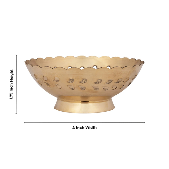 Brass Bowl With Base - 1.75 x 4 Inches | Brass Katora/ Brass Cup/ Pooja Bowl for Home/ 70 Gms Approx - Bowls