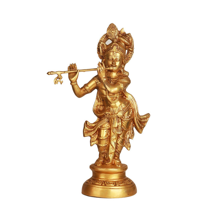 Krishnan Statue  - 22 x 6.5 Inches |  Brass Idol/ Krishna Idol/ Lord Krishna Standing/ Krishna Murti for Pooja - Brass Murties