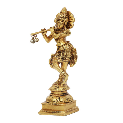 Krishnan Statue  - 6 x 1.75 Inches |  Brass Idol/ Krishna Idol/ Lord Krishna Standing/ Krishna Murti for Pooja - Brass Murties