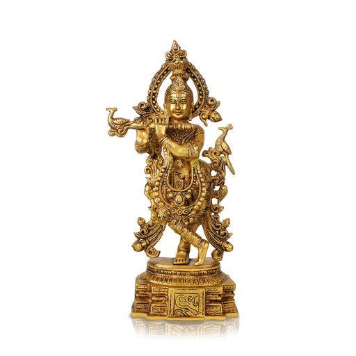 Krishnan Statue  - 15 Inches |  Brass Idol/ Krishna Idol/ Lord Krishna Standing/ Krishna Murti for Pooja - Brass Murties
