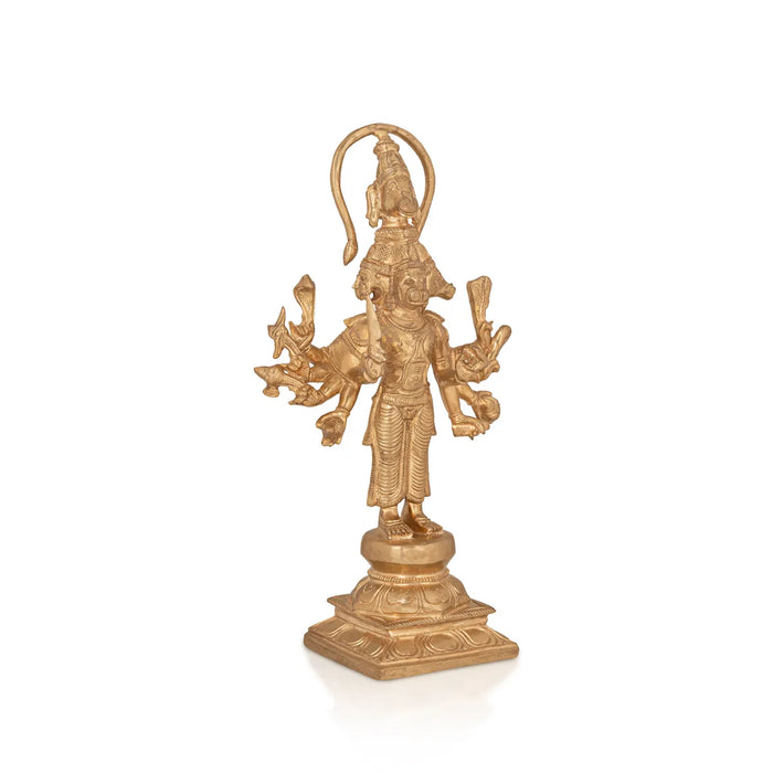 5 Face Hanuman standing On Base Murti -11 x 6.5 Inches | Panchaloham Statue/ Anjaneyar Sculpture For Home Decor - Panchaloha Murties