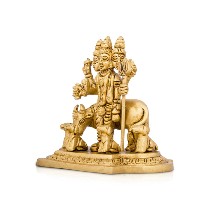 Datta Murti - 4 x 4.5 Inches | Antique Brass Statue/ Datta Idol for Pooja/ 640 Gms Approx - Brass Murties