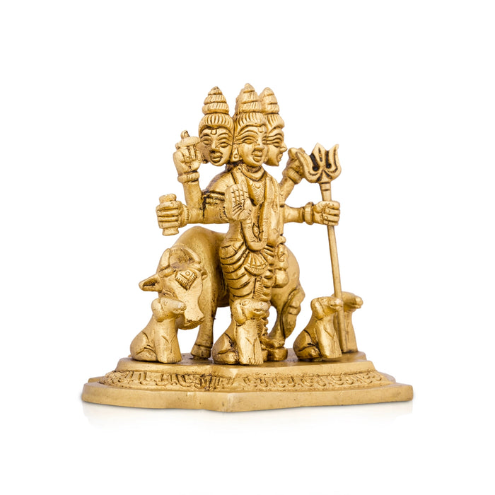 Datta Murti - 4 x 4.5 Inches | Antique Brass Statue/ Datta Idol for Pooja/ 640 Gms Approx - Brass Murties
