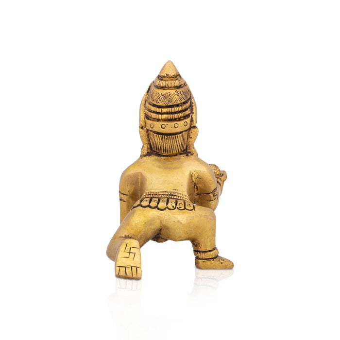 Krishnan Statue - 3.5 x 2.75 Inches | Brass Statue/ Crawling Krishna Idol for Pooja/ 335 Gms Approx