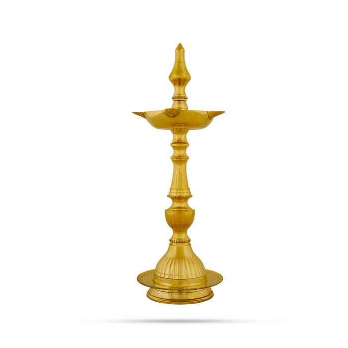 5 Face Kerala Kuthu Vilakku - 13 X 4.5 Inches | Brass Lamp/ Brass Deepam For Pooja Room And Festival Lighting - Kerala Vilakku