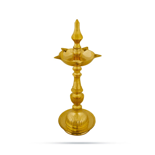5 Face Kerala Kuthu Vilakku - 13 X 4.5 Inches | Brass Lamp/ Brass Deepam For Pooja Room And Festival Lighting - Kerala Vilakku