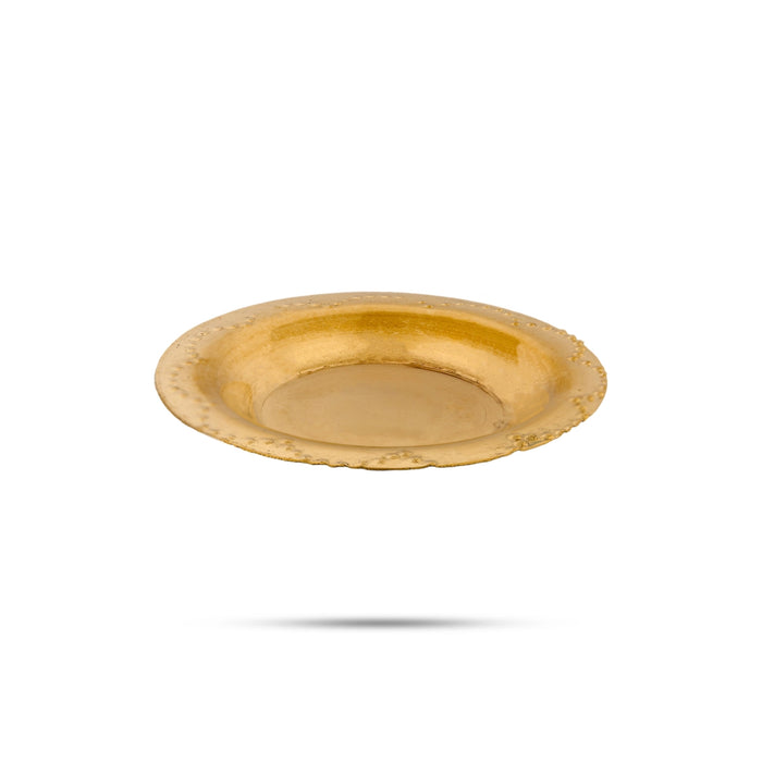 Brass Plate - 0.5 X 3 Inches | Puja Plate/ Designed Thali Plate For Pooja & Traditional Offerings - Pooja Plate & Tray