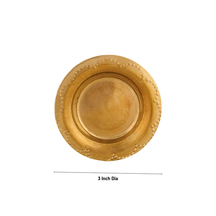 Brass Plate - 0.5 X 3 Inches | Puja Plate/ Designed Thali Plate For Pooja & Traditional Offerings - Pooja Plate & Tray