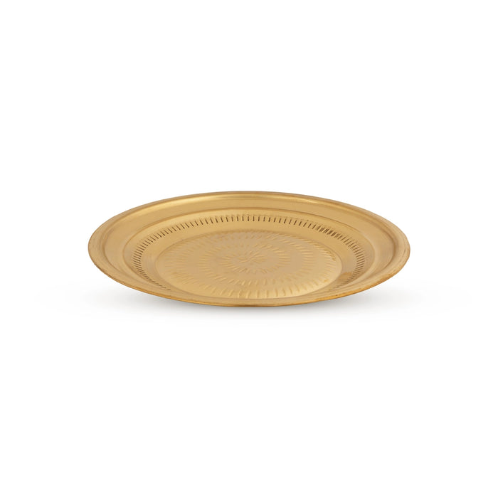 Brass Plate 1.5 x 10 Inches | Thali Plate/ Pooja Plate/ Pottu Prath Plate/ Pooja Thali for Home & Pooja