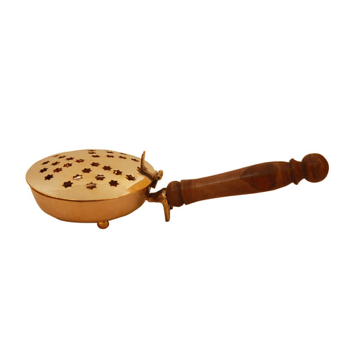 Sambrani Stand  - 2.5 x 10.5 Inches |  Brass Dhoopakal with Wooden Handle/ Dhoop Stand/ Dhoop Holder for Pooja - Sambrani Stand