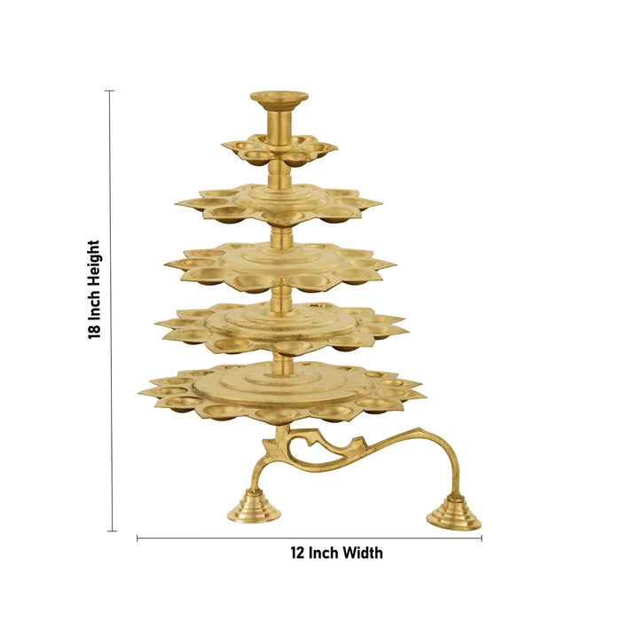 5 Step Brass Aarti - 18 x 12 Inches | Kapoor Dhani/ Ganga Aarti With Handle for Pooja - Kapur Aarti
