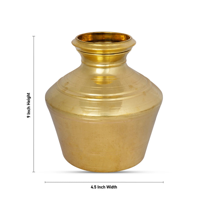 Kalash Kudam - 9 x 4.5 Inches | Ghada/ Brass Kalash for Home/ 850 Gms Approx - Kalash & Pooja Lota