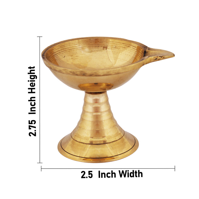 Brass Diya  - 2.75 x 2.5 Inches | Agal Vilakku with Base/ Karthik Deep/ Brass Deepam/ Brass Vilakku for Pooja - Karthik Deep