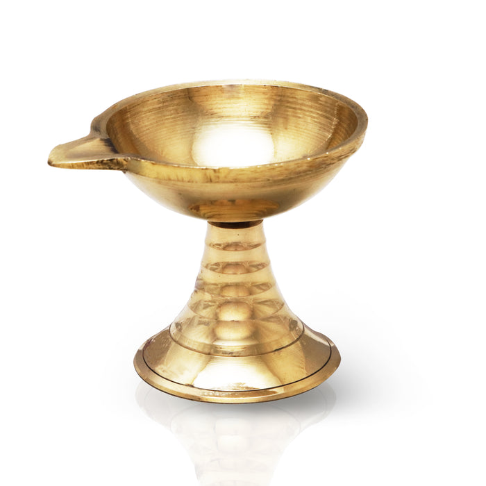 Brass Diya  - 2.75 x 2.5 Inches | Agal Vilakku with Base/ Karthik Deep/ Brass Deepam/ Brass Vilakku for Pooja - Karthik Deep