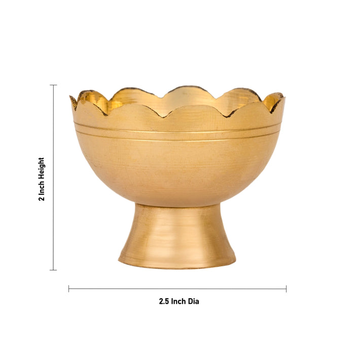 Bowl With Base - 2 x 2.5 Inches | Brass Cup/ Lotus Design Cup/ Pooja Bowl for Spiritual Use