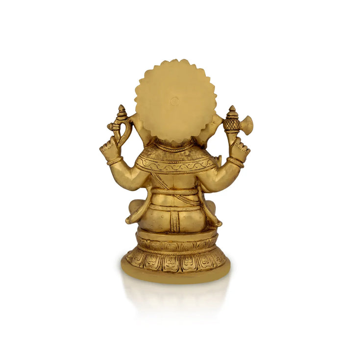 Ganesh Sitting Statue - 12 inches | Antique Brass Idol/ Vinayagar Sillai / spiritual Décor for Home, Office or Pooja Room - Brass Murties