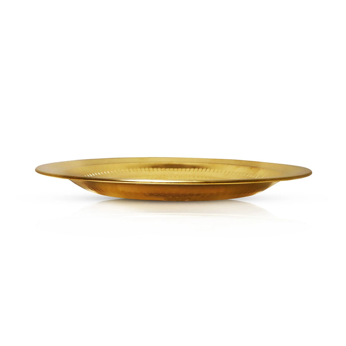 Brass Plate - 12 Inches | Pooja Plate/ Pottu Prath Thali Plate for Home/ 360 Gms Approx - Pooja Plate & Tray