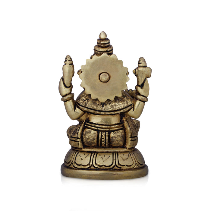 Ganesh Murti - 5 x 3 Inches | Antique Brass Idol/ Vinayaka Idol for Pooja/ 995 Gms Approx - Brass Murties