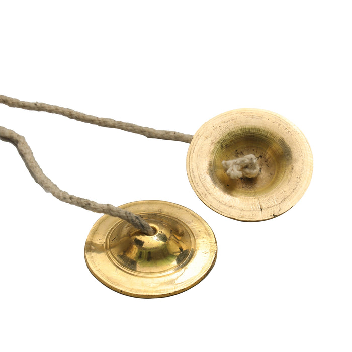 Brass Hand Cymbals - 2.5 Inches | Brass Manjira Taal/ Talam With Rope/ Brass Jalra for Kirtan/ 115 Gms Approx - Music Instruments