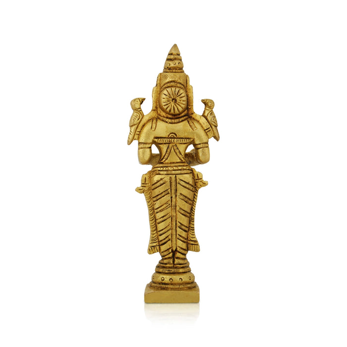 Lady Holding With Brass Lamp - 5 x 1.75 Inches | Brass Deepam/ Antique Polish And Standing Deep Lady for Home - Paavai Vilakku / Lady With A Lamp