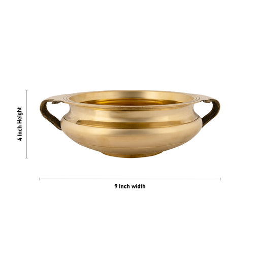 Flower Pot With Handle - 4 x 9 Inches | Brass Urli/ Uruli for Home Decor/ 3.060 Kgs Approx - Uruli & Flower Pot