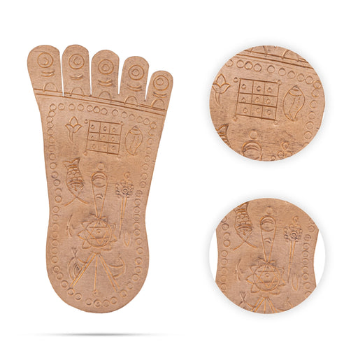 Vishnu Padham - 6 X 3 Inches | Copper Vishnu Charan Paduka/ Vishnu Paduka For Pooja Room & Devotional Worship - Pooja Box & Paduka