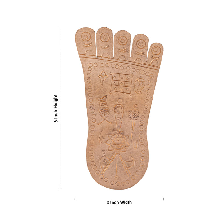 Vishnu Padham - 6 X 3 Inches | Copper Vishnu Charan Paduka/ Vishnu Paduka For Pooja Room & Devotional Worship - Pooja Box & Paduka