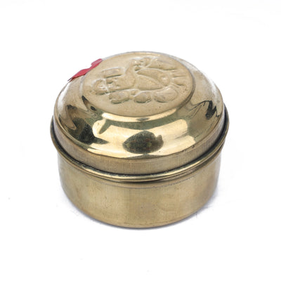 Brass Storage Box - 2 x 2.5 Inches | Brass Storage Container/ Pooja Box for Home/ 40 Gms Approx