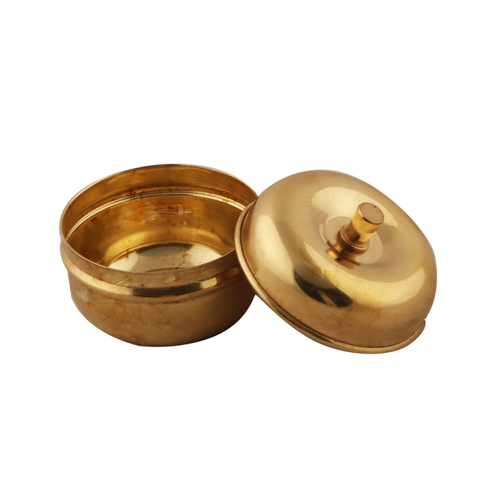 Brass Kumkum Pot - 1.25 x 1.5 Inches | Brass Sindoor Pot/ Kumkum Bharani for Pooja/ 20 Gms Approx - Sindoor Box