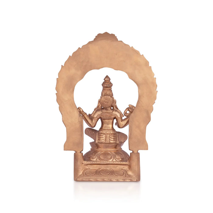Saraswati sitting on Base Murti - 10 x 7 inches | Panchaloha Idol / Vagdevi with arch Statue for pooja - Panchaloha Murties