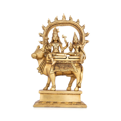 Shiv Parivar Murti - 9.5 x 5 Inches | Antique Brass Idol/ Shiv Parvati Murti for Pooja/ 2.100 Kgs Approx - Brass Murties
