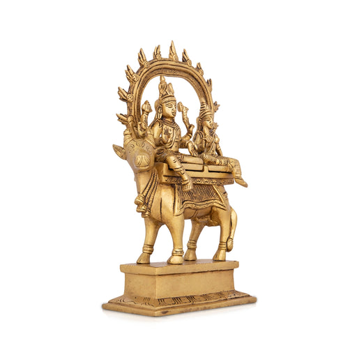 Shiv Parivar Murti - 9.5 x 5 Inches | Antique Brass Idol/ Shiv Parvati Murti for Pooja/ 2.100 Kgs Approx - Brass Murties