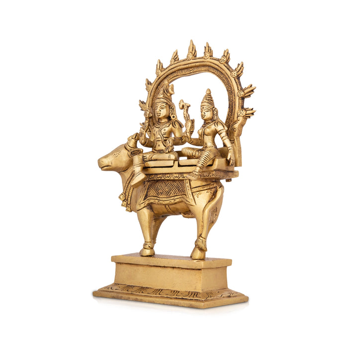 Shiv Parivar Murti - 9.5 x 5 Inches | Antique Brass Idol/ Shiv Parvati Murti for Pooja/ 2.100 Kgs Approx - Brass Murties