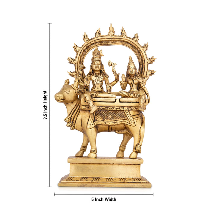 Shiv Parivar Murti - 9.5 x 5 Inches | Antique Brass Idol/ Shiv Parvati Murti for Pooja/ 2.100 Kgs Approx - Brass Murties