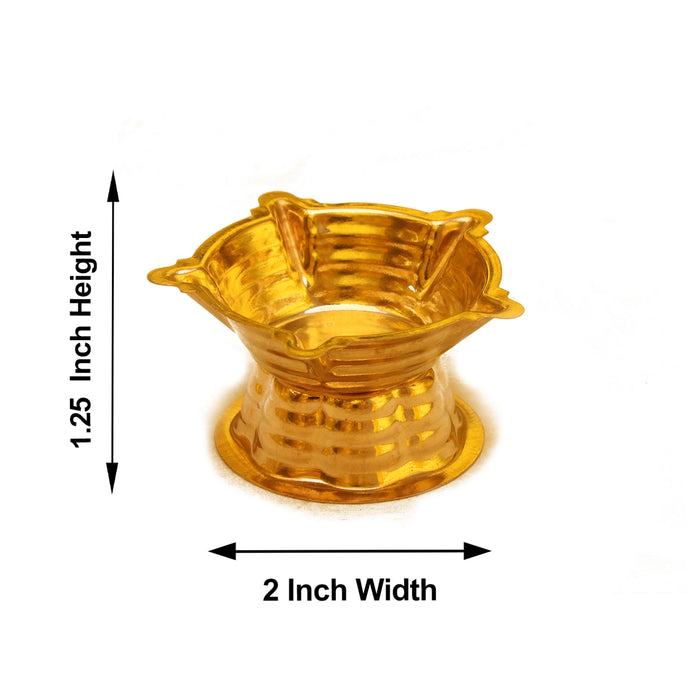 5 Star Deep - 1.25 x 2 Inches | Brass Vilakku/ Brass Lamp/ Brass Diya for Pooja/ 15 Gms Approx