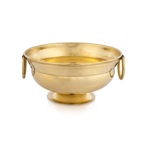 Flower Pot With Base - 2 x 4 Inches | Brass Uruli With Handle/ Urli for Home Decor/ 70 Gms Approx - Uruli & Flower Pot