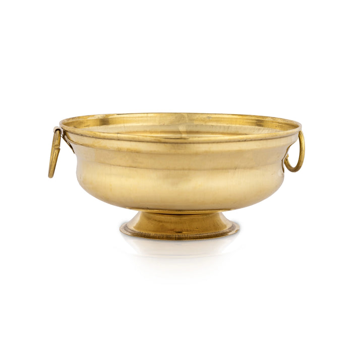 Brass Uruli With Base - 2.5 x 4.75 Inches | Flower Pot With Handle/ Urli for Home Decor - Uruli & Flower Pot