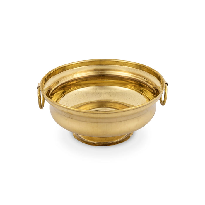 Brass Uruli With Base - 2.5 x 4.75 Inches | Flower Pot With Handle/ Urli for Home Decor - Uruli & Flower Pot