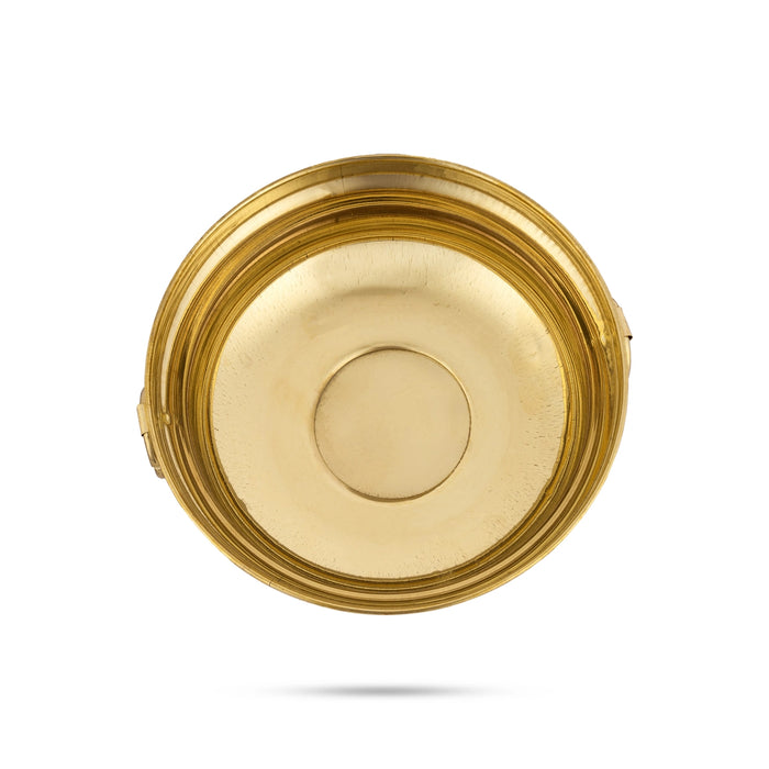 Brass Uruli With Base - 2.5 x 4.75 Inches | Flower Pot With Handle/ Urli for Home Decor - Uruli & Flower Pot