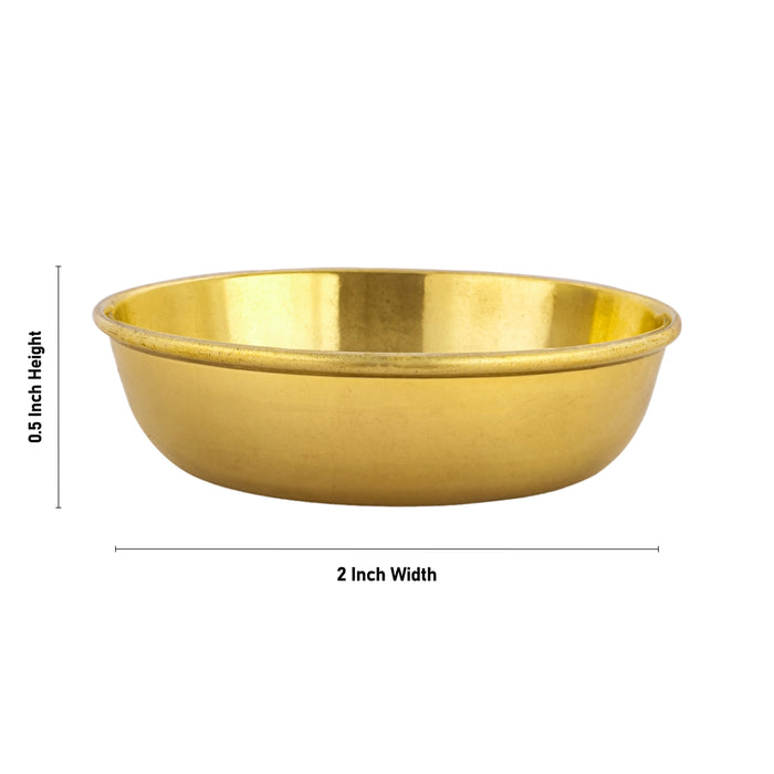 Brass Bowl - 0.5 x 2 Inches | Pooja Bowl/ Brass Cup for Home - Bowls