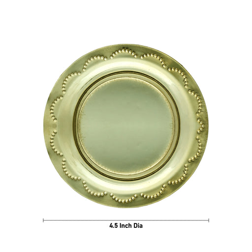 Brass Plate - 0.5 x 4.5 Inches | Pooja Thali Plate/ Small Plate/ Pooja Plate for Home - Pooja Plate & Tray