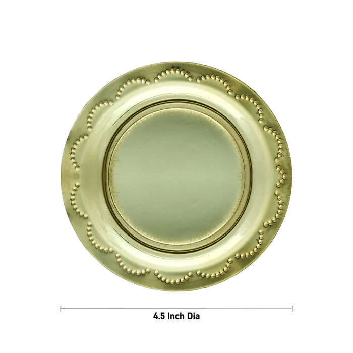 Brass Plate - 0.5 x 4.5 Inches | Pooja Thali Plate/ Small Plate/ Pooja Plate for Home - Pooja Plate & Tray