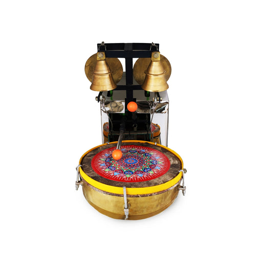 Electrical Temple Drum Bell - 20.5 x 25 Inches | Temple Drum Bell / Melam Taalam Bell / Electric Bell for Temple - Electric Bell